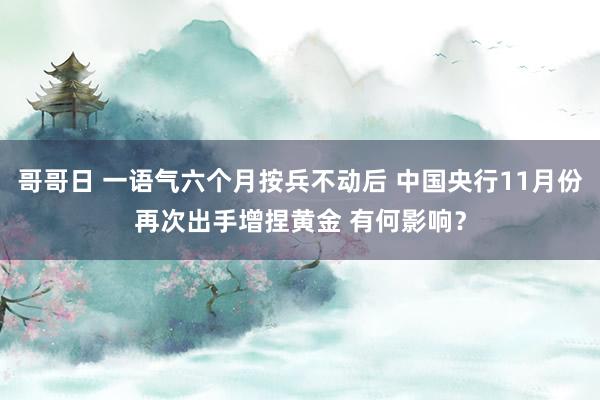 哥哥日 一语气六个月按兵不动后 中国央行11月份再次出手增捏黄金 有何影响？